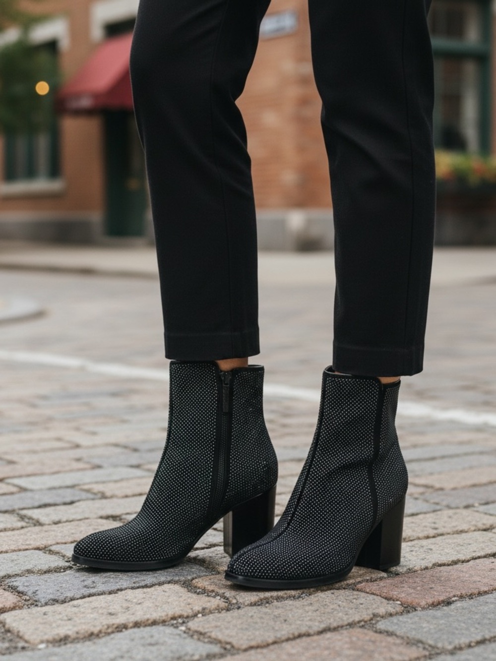 Donald J. Pliner Black Ankle Boots with Knit Upper